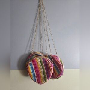 Resellers Lot Of 3 Colorful Striped Women's Purse Bag